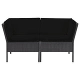 vidaXL 6 Piece Garden Lounge Set with Cushions Poly Rattan Black, 48937