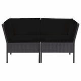 vidaXL 6 Piece Garden Lounge Set with Cushions Poly Rattan Black, 48941