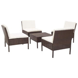 vidaXL 5 Piece Garden Sofa Set with Cushions Poly Rattan Brown, 48943