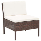 vidaXL 5 Piece Garden Sofa Set with Cushions Poly Rattan Brown, 48943