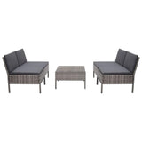 vidaXL 5 Piece Garden Sofa Set with Cushions Poly Rattan Gray, 48946