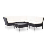 vidaXL 6 Piece Garden Lounge Set with Cushions Poly Rattan Black, 48948