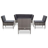 vidaXL 6 Piece Garden Lounge Set with Cushions Poly Rattan Gray, 48950