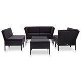 vidaXL 8 Piece Garden Lounge Set with Cushions Poly Rattan Black, 48953