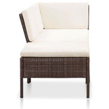 vidaXL 3 Piece Garden Lounge Set with Cushions Poly Rattan Brown, 48959