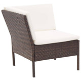 vidaXL 3 Piece Garden Lounge Set with Cushions Poly Rattan Brown, 48959