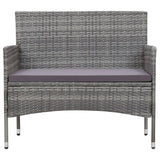 vidaXL 4 Piece Garden Lounge Set with Cushions Poly Rattan Gray, 45812