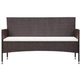 vidaXL 3-Seater Garden Sofa with Cushions Brown Poly Rattan, 45896