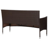 vidaXL 3-Seater Garden Sofa with Cushions Brown Poly Rattan, 45896