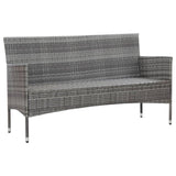 vidaXL 3-Seater Garden Sofa with Cushions Gray Poly Rattan, 45898