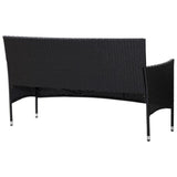 vidaXL 3-Seater Garden Sofa with Cushions Black Poly Rattan, 45899