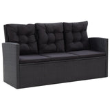 vidaXL 6 Piece Garden Lounge Set with Cushions Poly Rattan Black, 46094