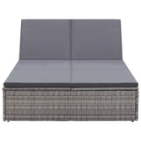 vidaXL Double Sun Lounger with Cushion Poly Rattan Gray, 45770