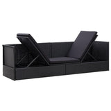 vidaXL Outdoor Sofa with Cushion and Pillow Poly Rattan Black, 46087