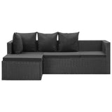 vidaXL 4 Piece Garden Lounge Set Black with Cushions Poly Rattan, 46105