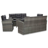 vidaXL 5 Piece Outdoor Dining Set with Cushions Poly Rattan Gray, 46115