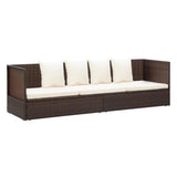 vidaXL Outdoor Lounge Bed with Cushion & Pillows Poly Rattan Brown, 49392