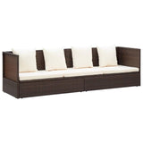 vidaXL Outdoor Lounge Bed with Cushion & Pillows Poly Rattan Brown, 49392