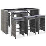 vidaXL 7 Piece Garden Bar Set with Cushions Poly Rattan Gray, 49561