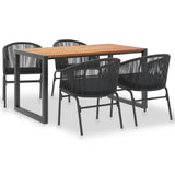 vidaXL 5 Piece Outdoor Dining Set Solid Acacia Wood and PVC Rattan, 3054411