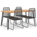 vidaXL 5 Piece Outdoor Dining Set Solid Acacia Wood and Poly Rattan, 3054414