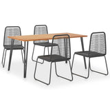 vidaXL 5 Piece Outdoor Dining Set Solid Acacia Wood and Poly Rattan, 3054414