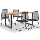 vidaXL 5 Piece Outdoor Dining Set Solid Acacia Wood and Poly Rattan, 3054419
