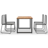 vidaXL 5 Piece Outdoor Dining Set Solid Acacia Wood and Poly Rattan, 3054419