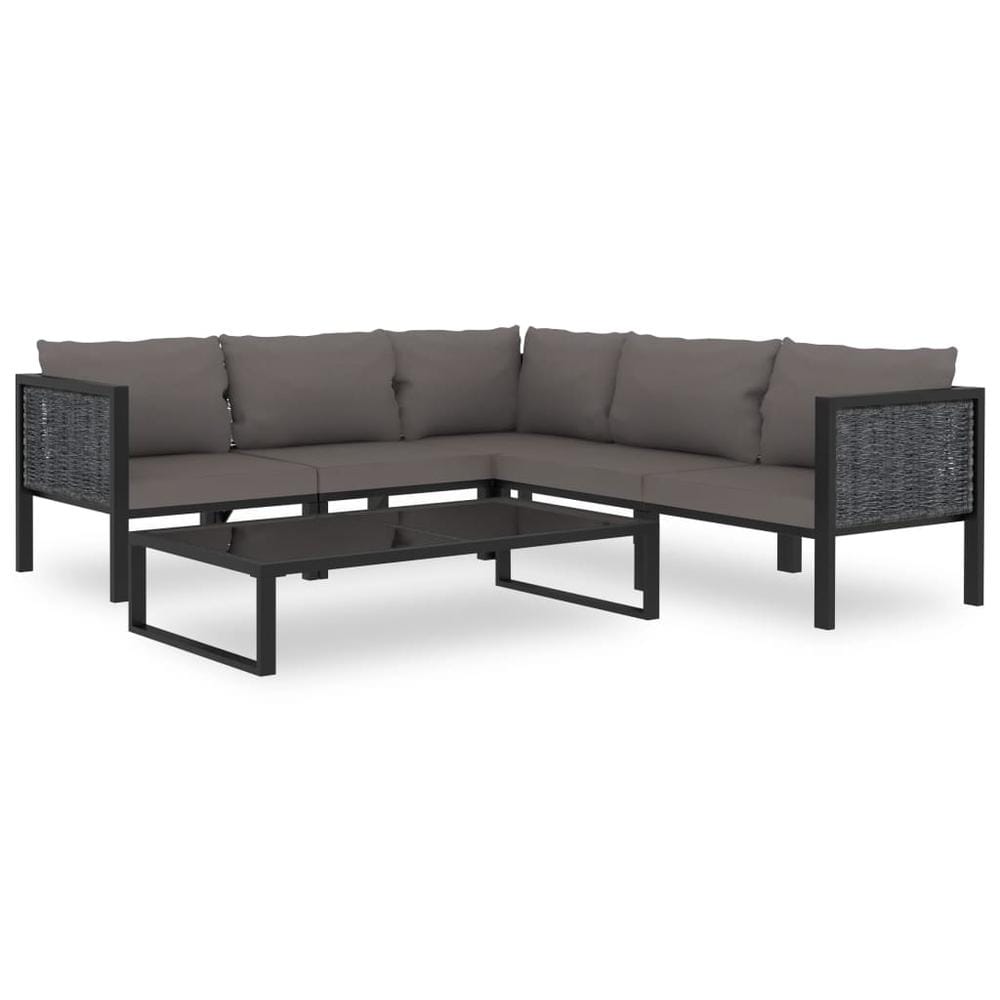 vidaXL 6 Piece Garden Lounge Set with Cushions Poly Rattan Anthracite, 49409