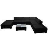 vidaXL 8 Piece Garden Lounge Set with Cushions Poly Rattan Black (US only), 310065