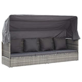 vidaXL Garden Lounge Bed with Roof Gray 78.7"x23.6"x48.8" Poly Rattan, 310082