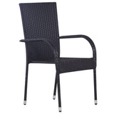 vidaXL Stackable Outdoor Chairs 4 pcs Poly Rattan Black, 310084