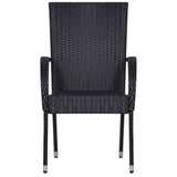 vidaXL Stackable Outdoor Chairs 4 pcs Poly Rattan Black, 310084