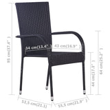 vidaXL Stackable Outdoor Chairs 4 pcs Poly Rattan Black, 310084