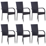 vidaXL Stackable Outdoor Chairs 6 pcs Poly Rattan Black, 310087