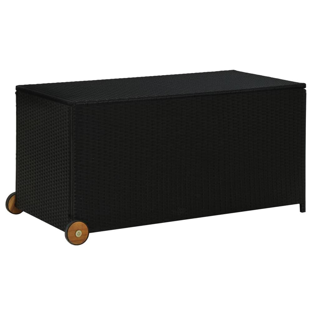 vidaXL Garden Storage Box Black 51.2"x25.6"x45.3" Poly Rattan, 310089