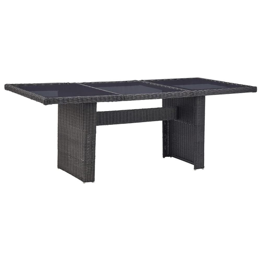 vidaXL Garden Dining Table Black 78.7"x39.4"x29.1" Glass and Poly Rattan, 310145