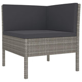 vidaXL 3 Piece Garden Lounge Set with Cushions Poly Rattan Gray, 310188