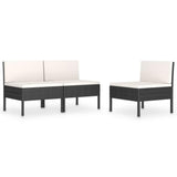 vidaXL Garden Chairs 3 pcs with Cushions Poly Rattan Black, 310190