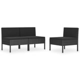 vidaXL Garden Chairs 3 pcs with Cushions Poly Rattan Black, 310191