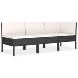 vidaXL 3 Piece Garden Lounge Set with Cushions Poly Rattan Black, 310202