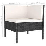 vidaXL 3 Piece Garden Lounge Set with Cushions Poly Rattan Black, 310202