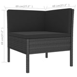 vidaXL 3 Piece Garden Lounge Set with Cushions Poly Rattan Black, 310203
