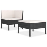 vidaXL 2 Piece Garden Lounge Set with Cushions Poly Rattan Black, 310206