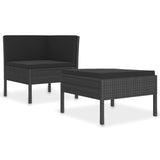vidaXL 2 Piece Garden Lounge Set with Cushions Poly Rattan Black, 310207