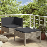 vidaXL 2 Piece Garden Lounge Set with Cushions Poly Rattan Gray, 310208