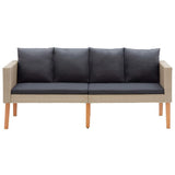 vidaXL 2-Seater Garden Sofa with Cushions Poly Rattan Beige, 310215