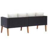 vidaXL 2-Seater Garden Sofa with Cushions Poly Rattan Black, 310216