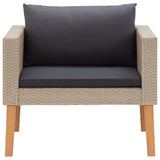 vidaXL Single Garden Sofa with Cushions Poly Rattan Beige, 310219