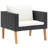 vidaXL Single Garden Sofa with Cushions Poly Rattan Black, 310220